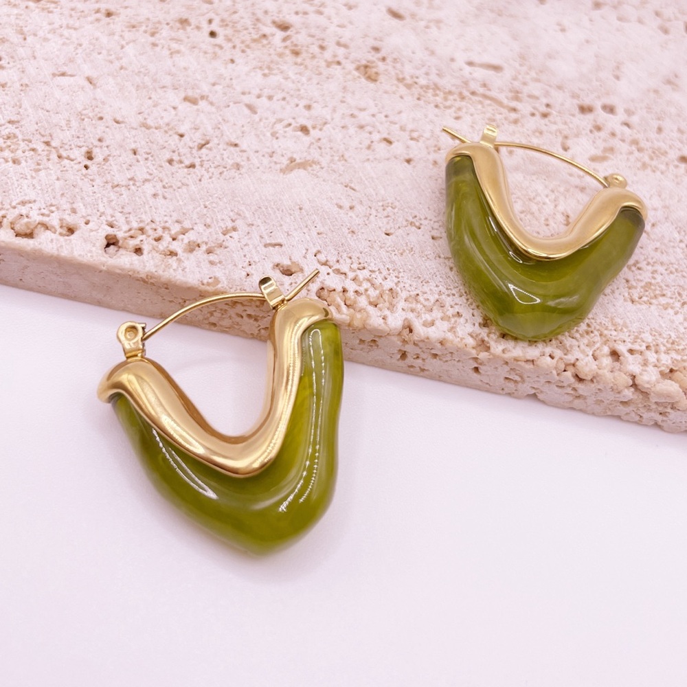 Waterproof Olive Green Earrings - Picture 3 of 5